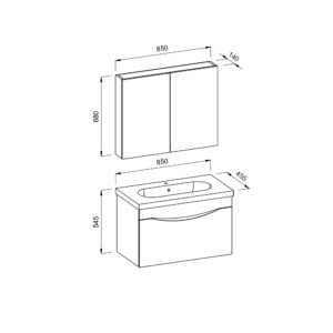 Πάγκος SMILE Ανθρακί / Barok MDF 18mm Λάκα 85 S3BSMI085ABM 85x45.5x54.5cm - Image 3