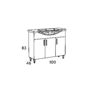 Πάγκος SIENA WHITE 100 S3BSI100GL0 96x34x83cm, Νιπτήρας 100x46cm - Image 3